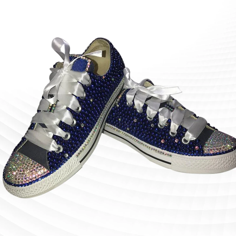 Low Top Dark Blue Canvas Shoes Pearl Ribbon Comfortable Walking Sneakers Handmade Pearl Rhinestone Vulcanized Shoes 35-46
Low Top Dark Blue Canvas Shoes Pearl Ribbon Comfortable Walking Sneakers Handmade Pearl Rhinestone Vulcanized Shoes 35-46