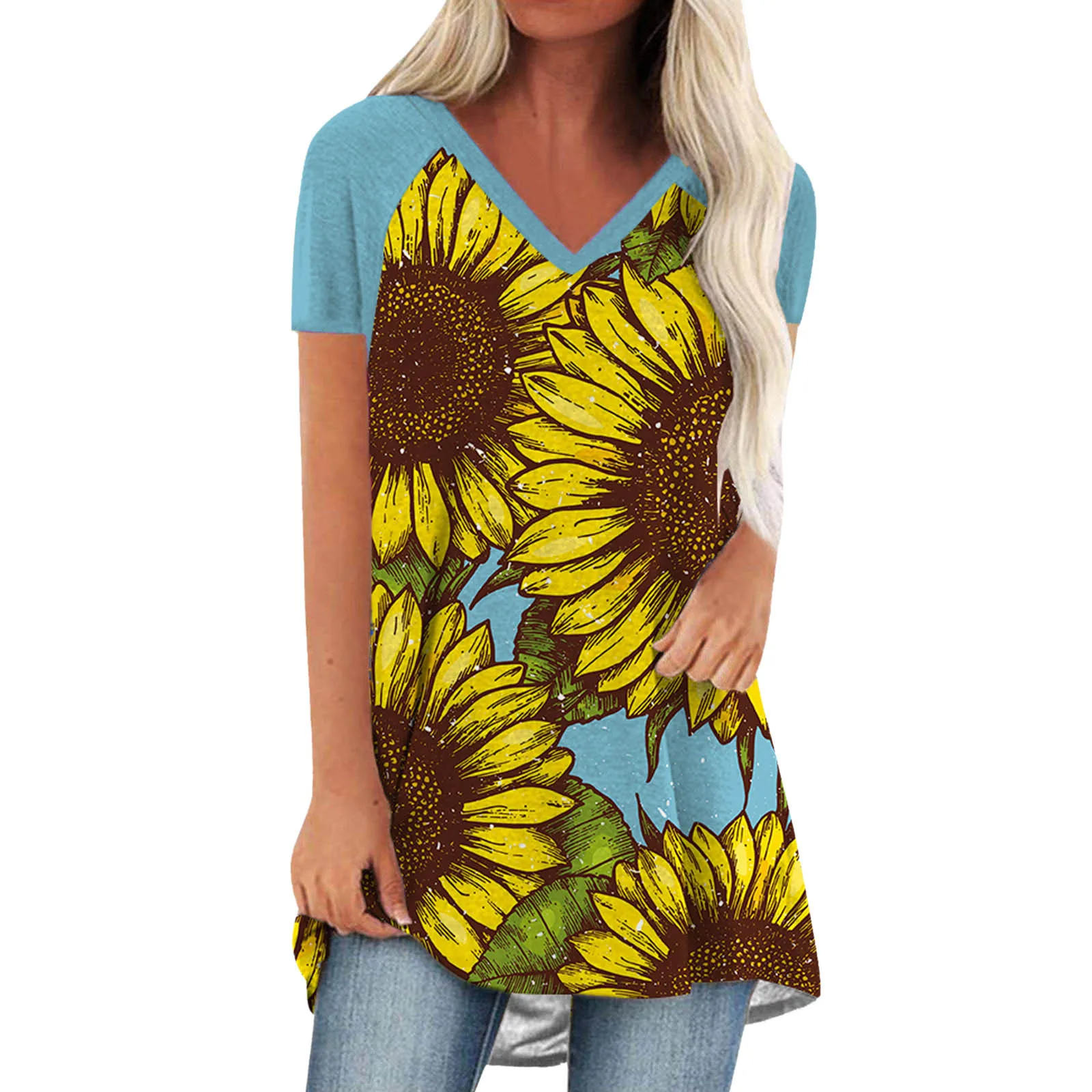 Summer Tops For Women Casual Longshirts Short Sleeve V Neck Blouse Graphic Printed Basic Tee Shirts Tunic
Summer Tops For Women Casual Longshirts Short Sleeve V Neck Blouse Graphic Printed Basic Tee Shirts Tunic