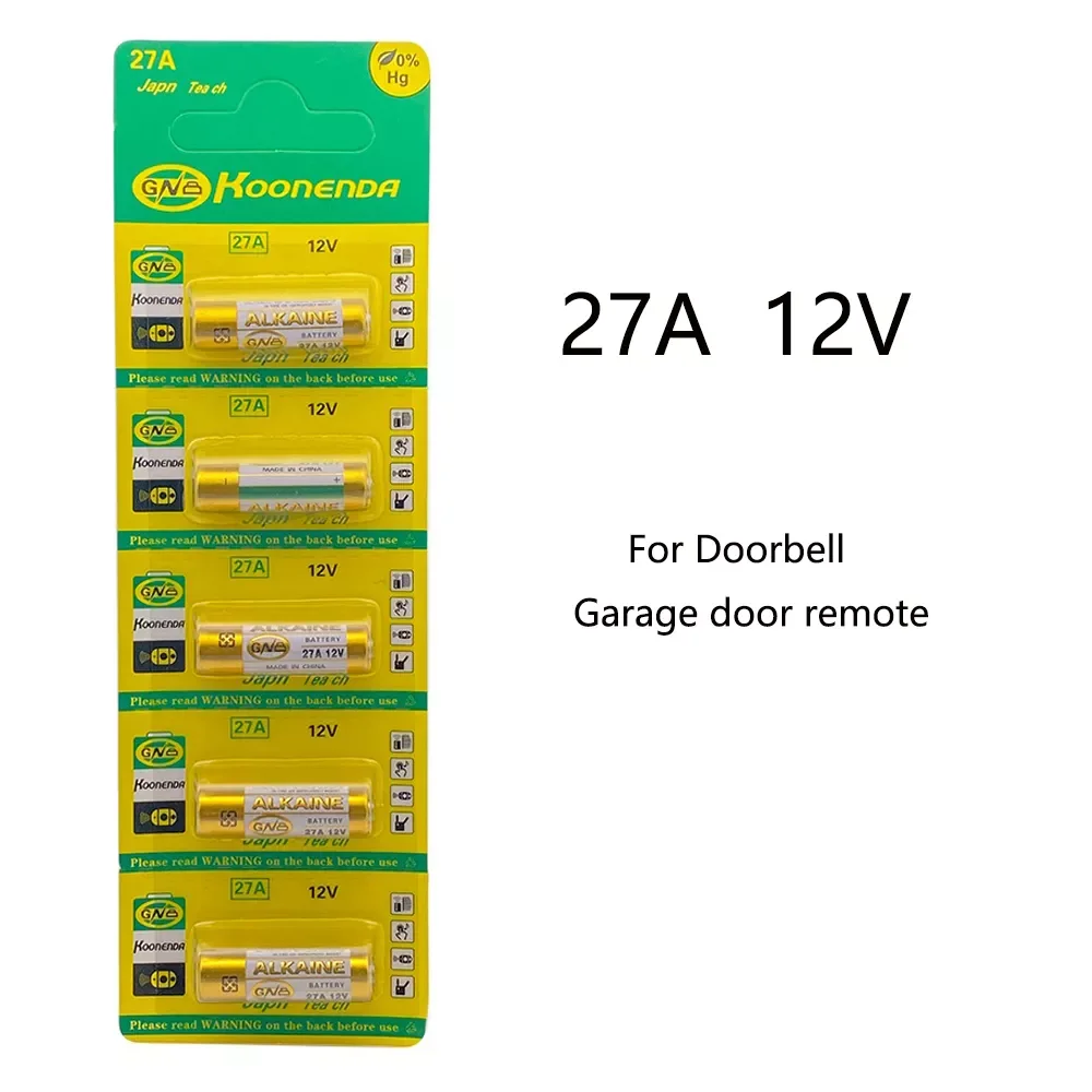 5PCS Dry battery 27A 12V Alkaline Battery A27 27A G27A MN27 MS27 GP27 V27GA For Doorbell,Garage door remote,Roller shutter
5PCS Dry battery 27A 12V Alkaline Battery A27 27A G27A MN27 MS27 GP27 V27GA For Doorbell,Garage door remote,Roller shutter
