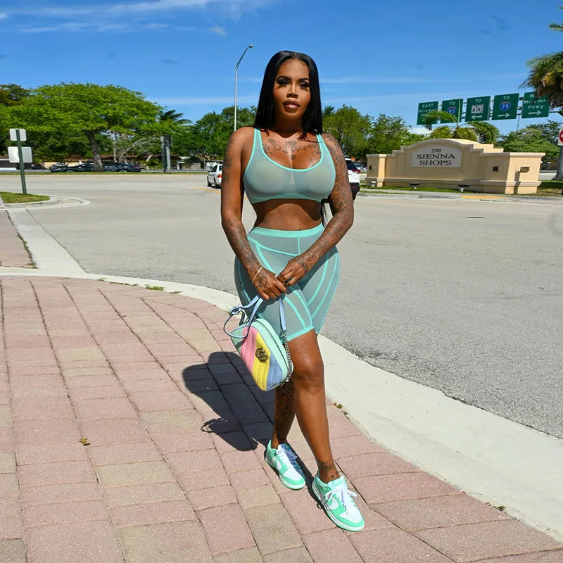 Solid Sheer Mesh Two Piece Set Women Sexy Tracksuit 2022 Summer Slim Vest Crop Top Skinny Shorts Streetwear Club Suits
Solid Sheer Mesh Two Piece Set Women Sexy Tracksuit 2022 Summer Slim Vest Crop Top Skinny Shorts Streetwear Club Suits