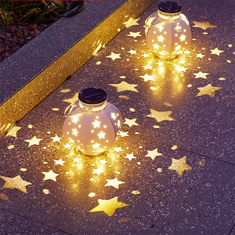 LED Solar Retro Hollow-out Lantern Iron Art Star Projection Hanging Lamp Solar Light Outdoor Garden Decor for Yard Patio Balcony
LED Solar Retro Hollow-out Lantern Iron Art Star Projection Hanging Lamp Solar Light Outdoor Garden Decor for Yard Patio Balcony