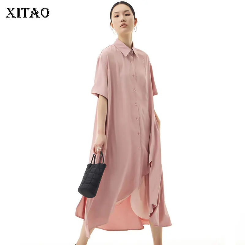 Женское асимметричное платье-рубашка XITAO, однотонное свободное Повседневное платье с отложным воротником, модель WMD4504
Женское асимметричное платье-рубашка XITAO, однотонное свободное Повседневное платье с отложным воротником, модель WMD4504