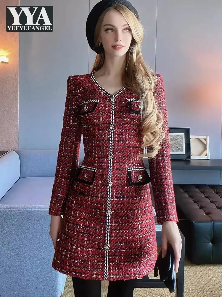 Office Ladies Elegant Spring Autumn Tweed Dress V-Neck Long Sleeve Slim Fit Short Dresses Fashion Designer Women A-Line Dress
Office Ladies Elegant Spring Autumn Tweed Dress V-Neck Long Sleeve Slim Fit Short Dresses Fashion Designer Women A-Line Dress