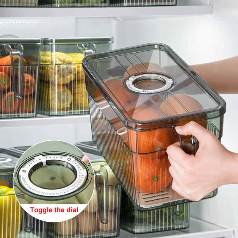Kitchen Storage Containers with Time Recorder Lid Fridge Organizers Keep Fresh Food and Fruit Refrigerator Freezer Storage Boxes
Kitchen Storage Containers with Time Recorder Lid Fridge Organizers Keep Fresh Food and Fruit Refrigerator Freezer Storage Boxes