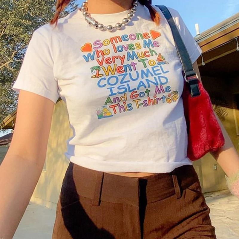 ins rainbow letter printed short-sleeved T-shirt y2k streetwear summer female slim crop top Tee vintage Harajuku ulzzang T-shirt
ins rainbow letter printed short-sleeved T-shirt y2k streetwear summer female slim crop top Tee vintage Harajuku ulzzang T-shirt