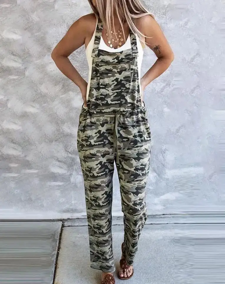 Women's Summer Overalls Jumpsuit Camouflage Print Drawstring Suspender Jumpsuit Loose Casual Romper Travel Vacation Outfit
Women's Summer Overalls Jumpsuit Camouflage Print Drawstring Suspender Jumpsuit Loose Casual Romper Travel Vacation Outfit