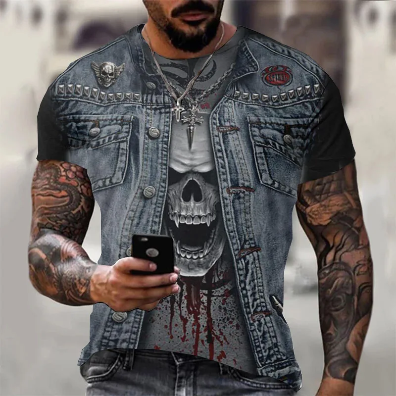 New Summer Men's Skull Harajuku T-Shirt 3D Printing Casual Fashion Oversized T-Shirt Short Sleeve Street T-Shirt Top
New Summer Men's Skull Harajuku T-Shirt 3D Printing Casual Fashion Oversized T-Shirt Short Sleeve Street T-Shirt Top