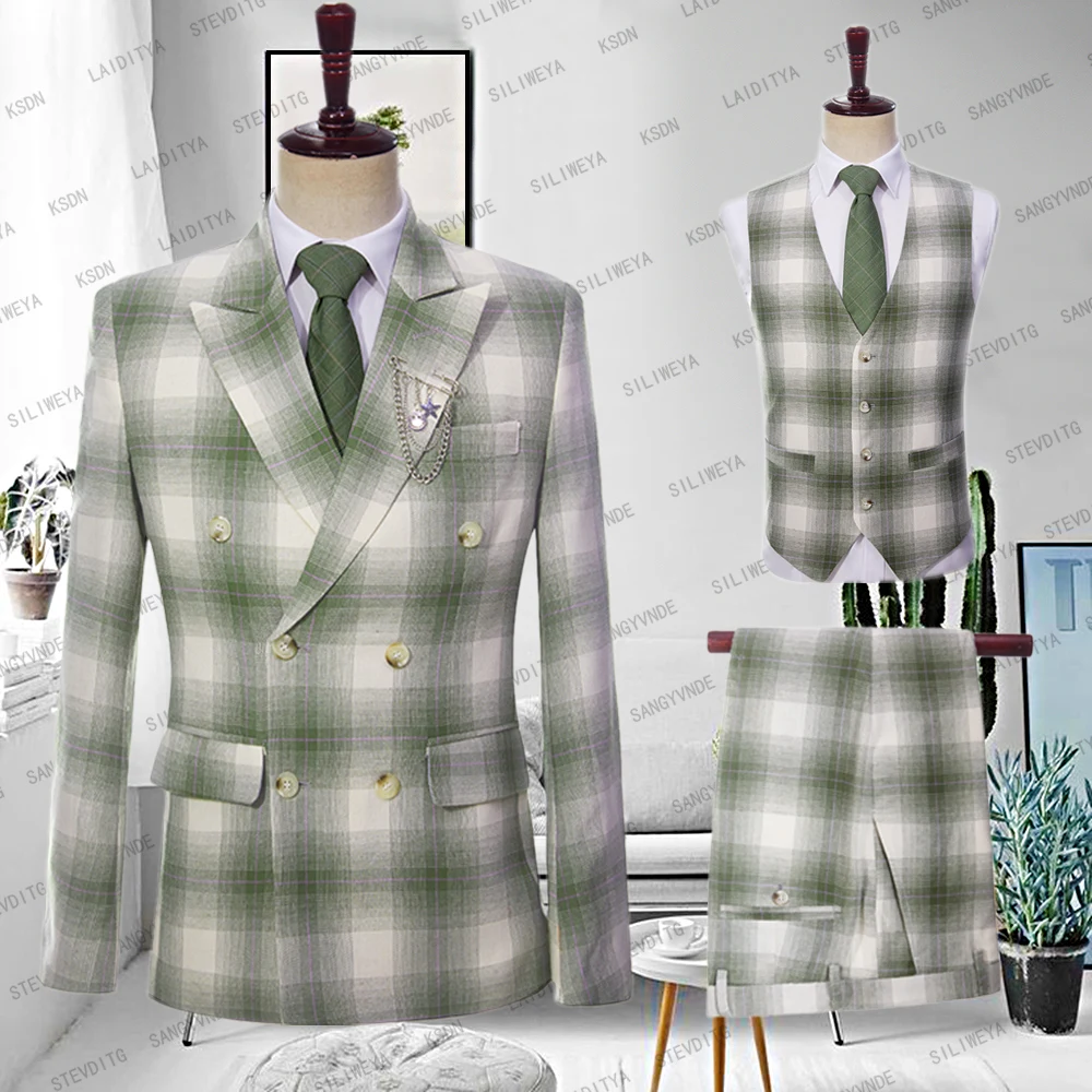 Costume Homme Suits Men Blazer Linen Summer Retro Plaid Double Breast Three Pcs Jacket Pants Vest 블레이저 Terno Masculino Completo
Costume Homme Suits Men Blazer Linen Summer Retro Plaid Double Breast Three Pcs Jacket Pants Vest 블레이저 Terno Masculino Completo