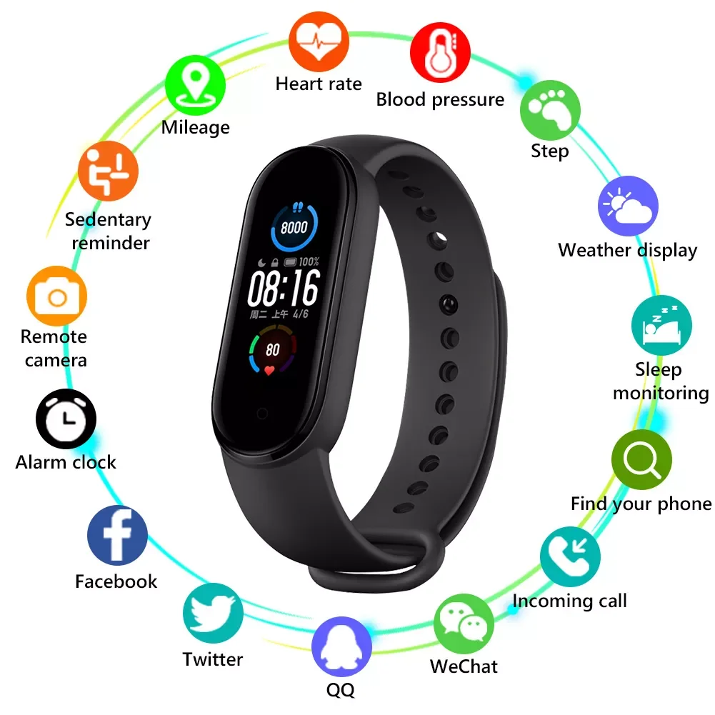 M5 Smart Watches M5 Smart Band Sport Fitness Tracker Pedometer Heart Rate Blood Pressure Monitor Bluetooth-compatible Bracelet
M5 Smart Watches M5 Smart Band Sport Fitness Tracker Pedometer Heart Rate Blood Pressure Monitor Bluetooth-compatible Bracelet