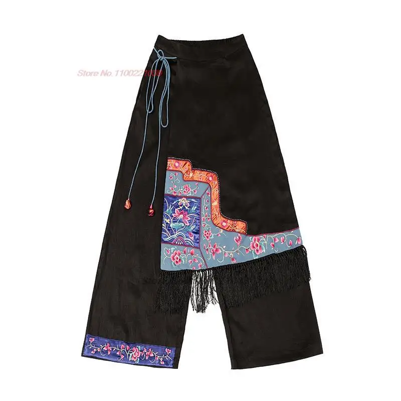 2023 китайские винтажные хлопковые льняные брюки pantalones с эластичным поясом прямые брюки ретро Цветочная вышивка свободные брюки
2023 китайские винтажные хлопковые льняные брюки pantalones с эластичным поясом прямые брюки ретро Цветочная вышивка свободные брюки