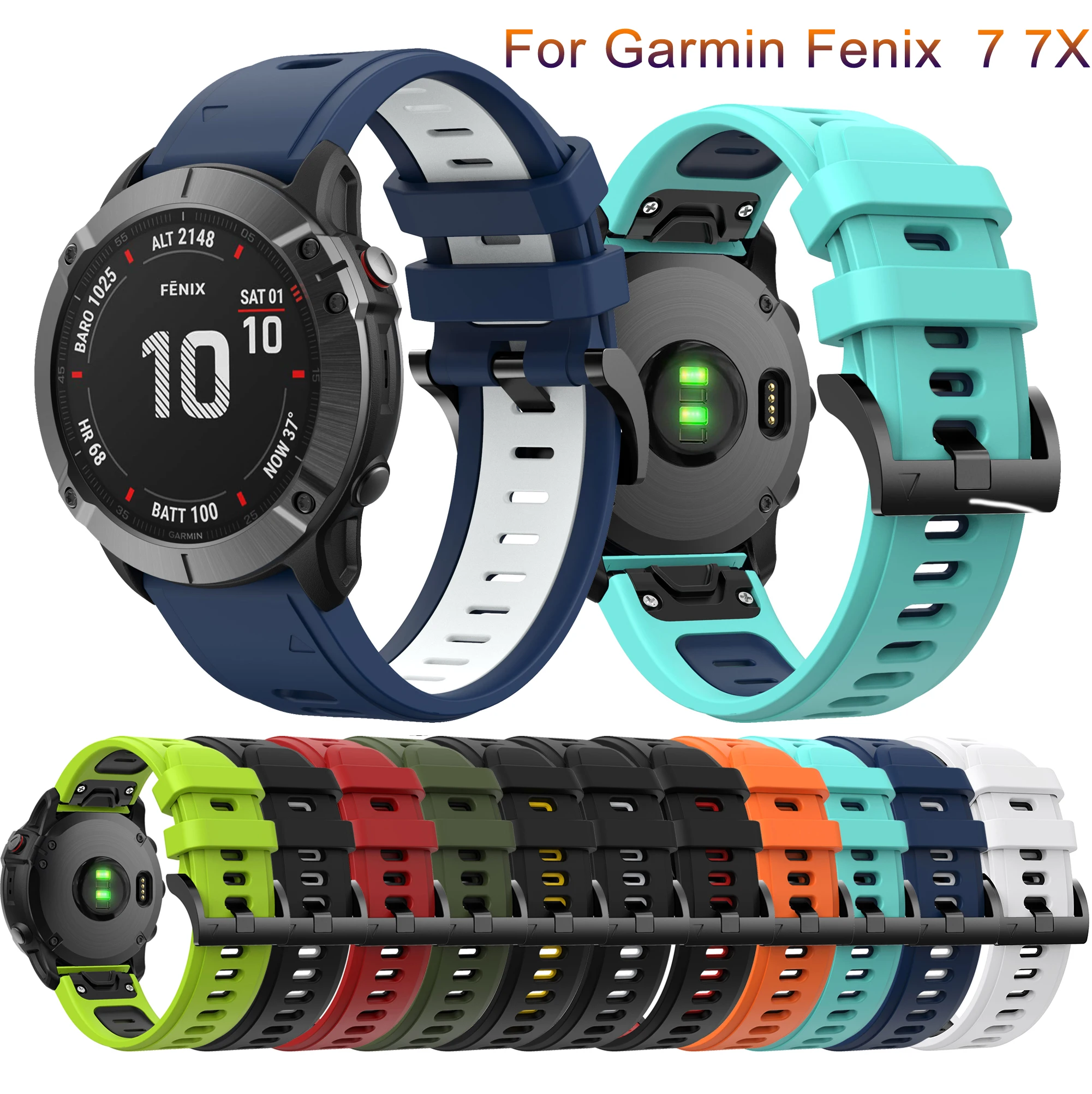 

22 26MM Silicone WatchBand For Garmin Fenix 7X 7 6X 6 Pro Fenix 5X 5 Plus Forerunner 945 Strap WristStrap Quick Release Bracelet