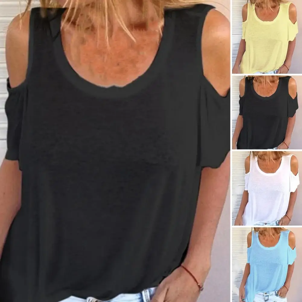 Women T-shirt Stylish Skin-Touch Crew Neck Hollow Cold Shoulder Pre Color Tee Shirt Female Clothes Loose Top Lady T-shirt
Women T-shirt Stylish Skin-Touch Crew Neck Hollow Cold Shoulder Pre Color Tee Shirt Female Clothes Loose Top Lady T-shirt
