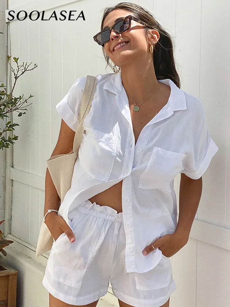 Soolasea White Cotton Linen Women Outfit Pocket 2 Piece Shorts Set Short Sleeve Top And Shorts Summer Suit Casual Frill Suit
Soolasea White Cotton Linen Women Outfit Pocket 2 Piece Shorts Set Short Sleeve Top And Shorts Summer Suit Casual Frill Suit