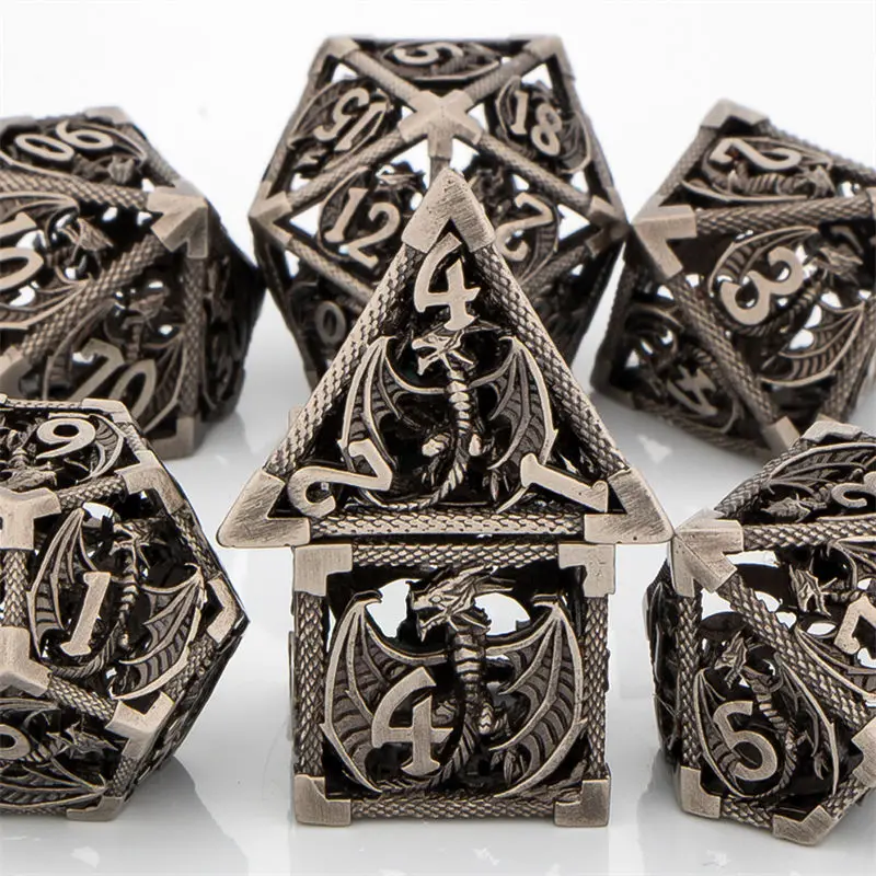 

KERWELLI Hollow Dnd Metal Dice Set Dungeon And Dragon Black D&d D+D D20 D12 D10 D8 D6 D4 RPG Polyhedra Role Playing Dice