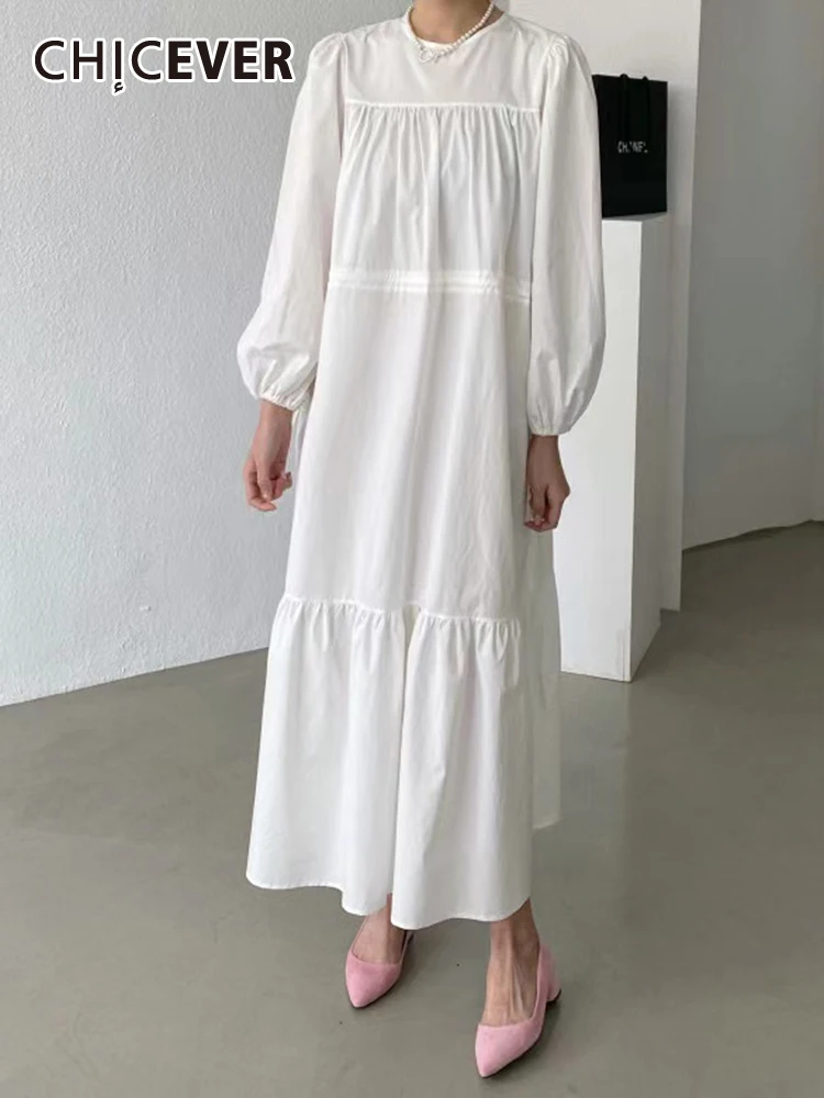 CHICEVER Minimalist Dresses For Women Round Neck Long Sleeve High Waist Patchwork Lace Up Folds A Line Loose Maxi Dress Female
CHICEVER Minimalist Dresses For Women Round Neck Long Sleeve High Waist Patchwork Lace Up Folds A Line Loose Maxi Dress Female