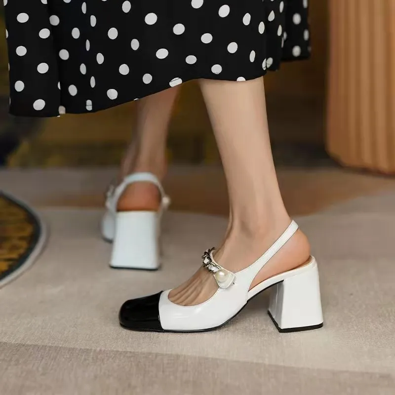 Ln The Summer Of 2022, High-Heeled Sandals With Thick Pearls And Mary Jane Square Head Are Color Matching Work Sandals Women
Ln The Summer Of 2022, High-Heeled Sandals With Thick Pearls And Mary Jane Square Head Are Color Matching Work Sandals Women