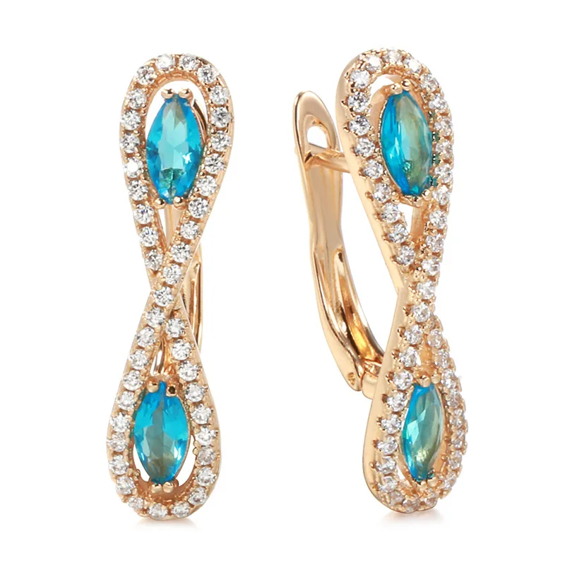 New 585 Rose Gold Drop Earring For Girls Fashion Gifts Blue Natural Zircon Long Earrings Wedding Daily Jewelry Accessories
New 585 Rose Gold Drop Earring For Girls Fashion Gifts Blue Natural Zircon Long Earrings Wedding Daily Jewelry Accessories