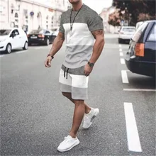 3D Casual Mens T-shirt Set Sportswear For Male Oversized Clothing Short Sleeve Shorts Suit Men T-shirt Suit Summer Beach Shorts
