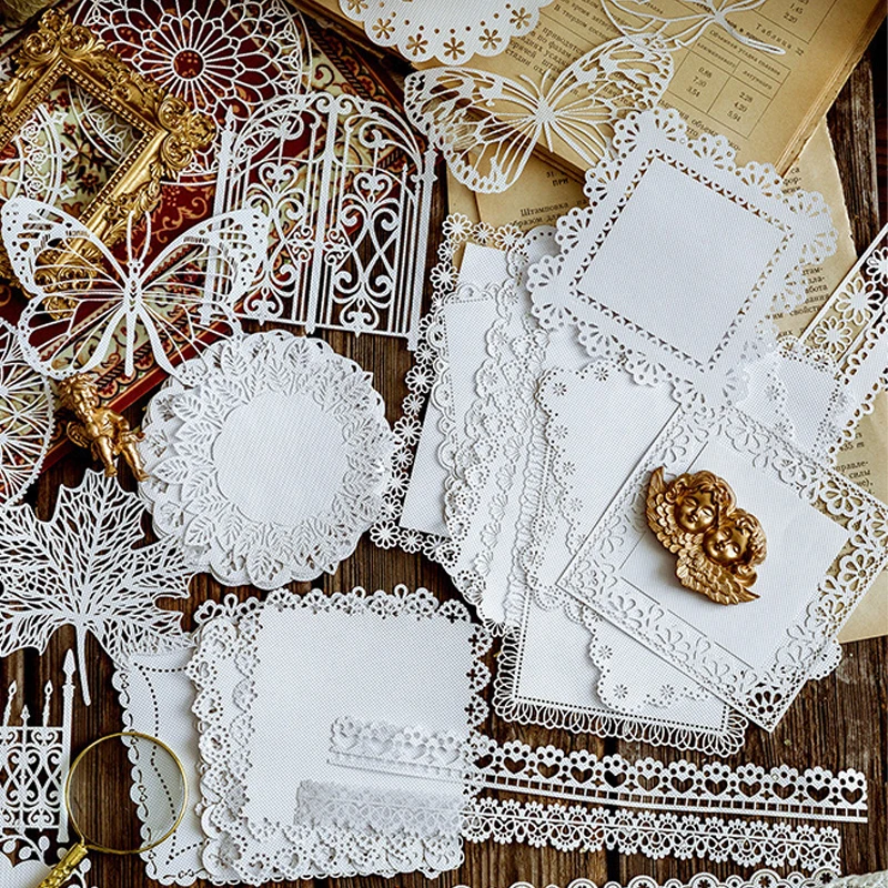 10Pcs White Lace Paper Loose Leaf Bullet Journal Homemade White Lace Memo Pads Decoration 8 Styles Flower&Leaves/ Butterfly/Door
10Pcs White Lace Paper Loose Leaf Bullet Journal Homemade White Lace Memo Pads Decoration 8 Styles Flower&Leaves/ Butterfly/Door