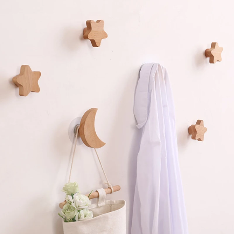 Self Adhesive Wall Hanger Mounted Solid Wood Star Moon Hook Towels Coat Bags Clothes Storage Hook
Self Adhesive Wall Hanger Mounted Solid Wood Star Moon Hook Towels Coat Bags Clothes Storage Hook