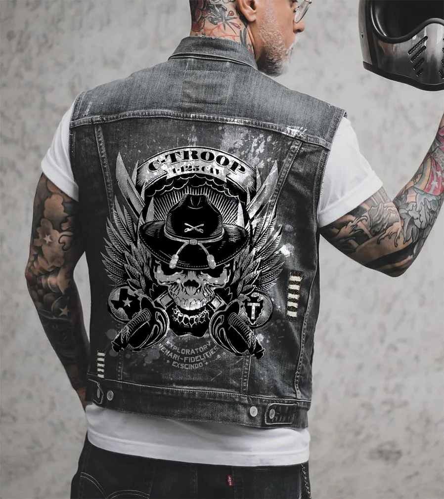 Spring and Autumn Four Seasons New Men's Sleeveless Denim Vest Street Motorcycle Personality Skull Print Punk Vest Men
Spring and Autumn Four Seasons New Men's Sleeveless Denim Vest Street Motorcycle Personality Skull Print Punk Vest Men