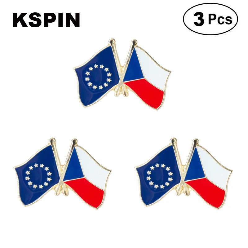 

EU & Czech Rep. Frendship Lapel Pin Brooches Pins Flag badge Brooch Badges