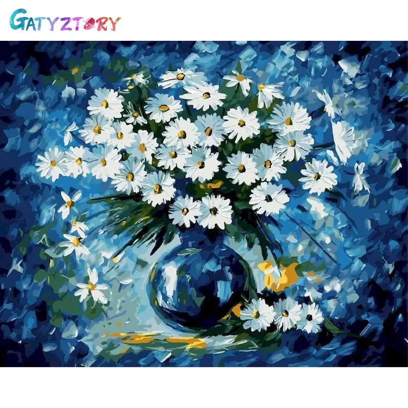 

GATYZTORY DIY Pictures By Number Kits Home Decoration Painting By Numbers Flower Daisy Drawing On Canvas HandPainted Art Gift