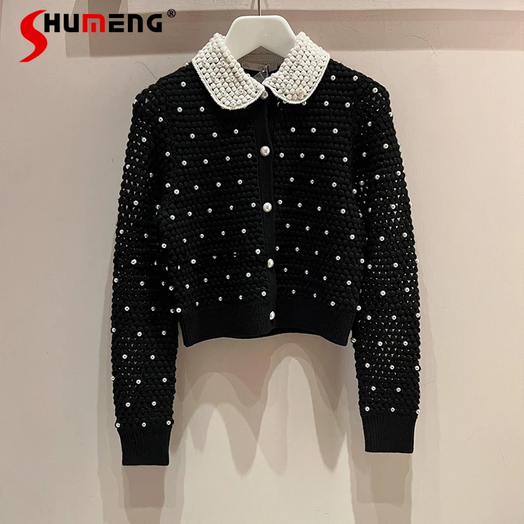 Temperamental Beaded Black Short Knitted Cardigan 2022 Spring and Summer New Sweet Lady Hollow Out Wool Sweater Coat for Women
Temperamental Beaded Black Short Knitted Cardigan 2022 Spring and Summer New Sweet Lady Hollow Out Wool Sweater Coat for Women