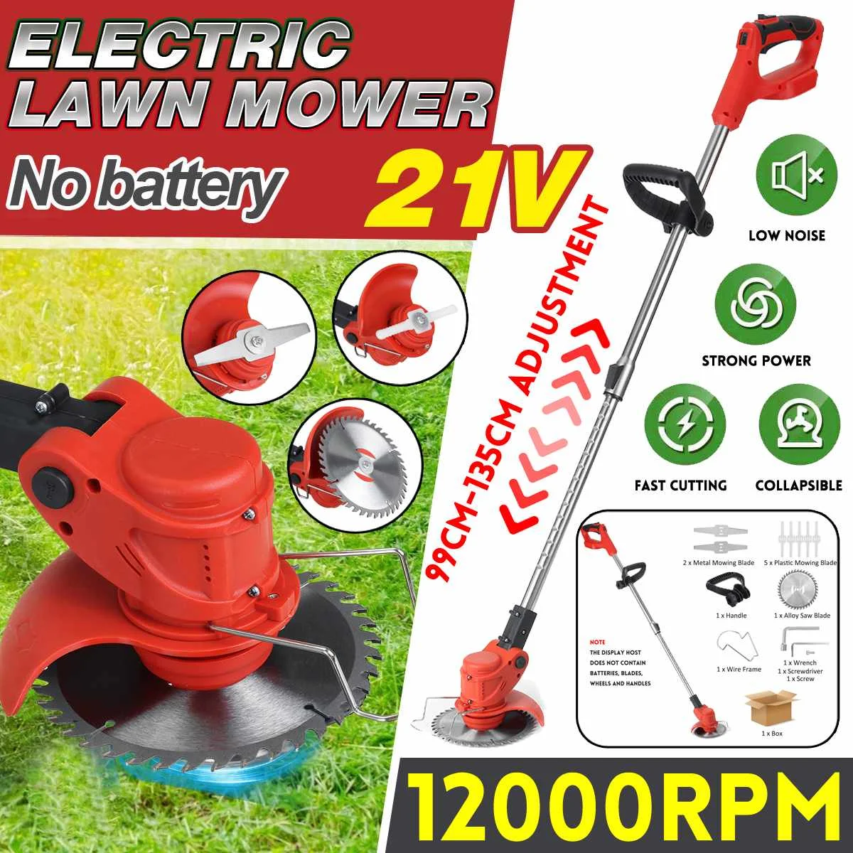 21V Cordless Electric Grass Trimmer 12000r/min 450W Lawn Mower Weeds Brush Adjustable Cutter Garden Tools For Makita Battery
21V Cordless Electric Grass Trimmer 12000r/min 450W Lawn Mower Weeds Brush Adjustable Cutter Garden Tools For Makita Battery