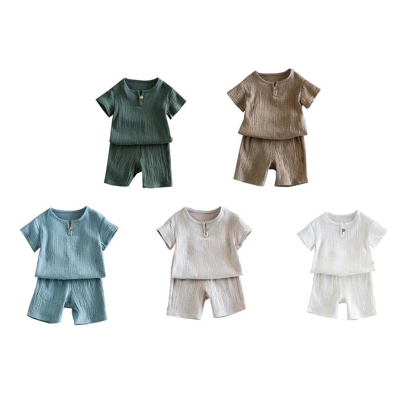 2-Piece Short Sleeves T-Shirt Pants Gauze Cotton Suit Set 2-7 Years Old Kids Girls Boys Summer Breathable Outfit Clothes
2-Piece Short Sleeves T-Shirt Pants Gauze Cotton Suit Set 2-7 Years Old Kids Girls Boys Summer Breathable Outfit Clothes