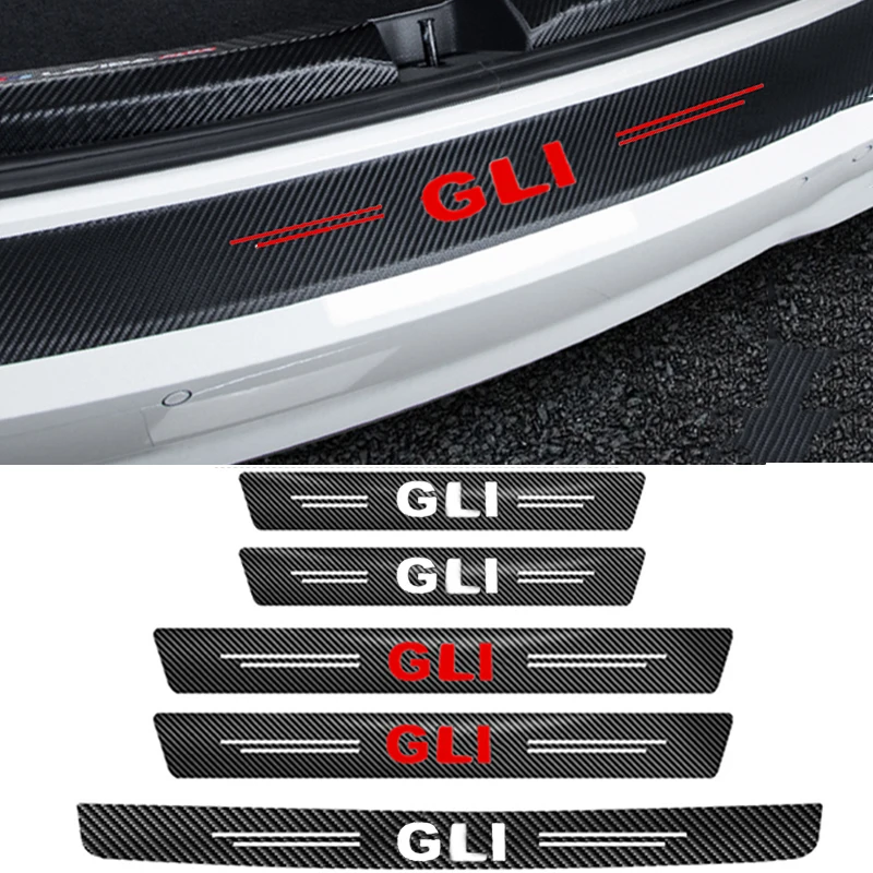 Фото Наклейки для защиты порога багажника автомобиля от царапин с логотипами Volkswagen Jetta GLI, Bora, Golf MK4, Passat и Tiguan.