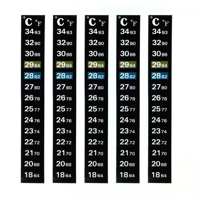 Thermometer Strips Aquarium Adhesive Strip Sticker Temperature Thermometer for Fish Tank Wine Jar 64℉ - 93℉ & 18 - 34℃
Thermometer Strips Aquarium Adhesive Strip Sticker Temperature Thermometer for Fish Tank Wine Jar 64℉ - 93℉ & 18 - 34℃