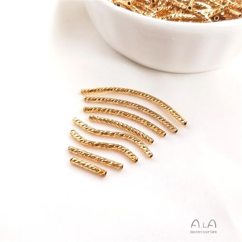 

14K Gold Filled Plated Faceted thread elbow straight pipe S pipe diy jewelry accessories necklace bracelet material