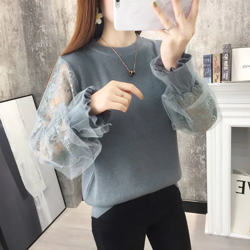 Ocean sweater female loose pullover 2022 new spring women's lace sleeves low collar bottoming shirt knit long sleeve sollid tops
Ocean sweater female loose pullover 2022 new spring women's lace sleeves low collar bottoming shirt knit long sleeve sollid tops