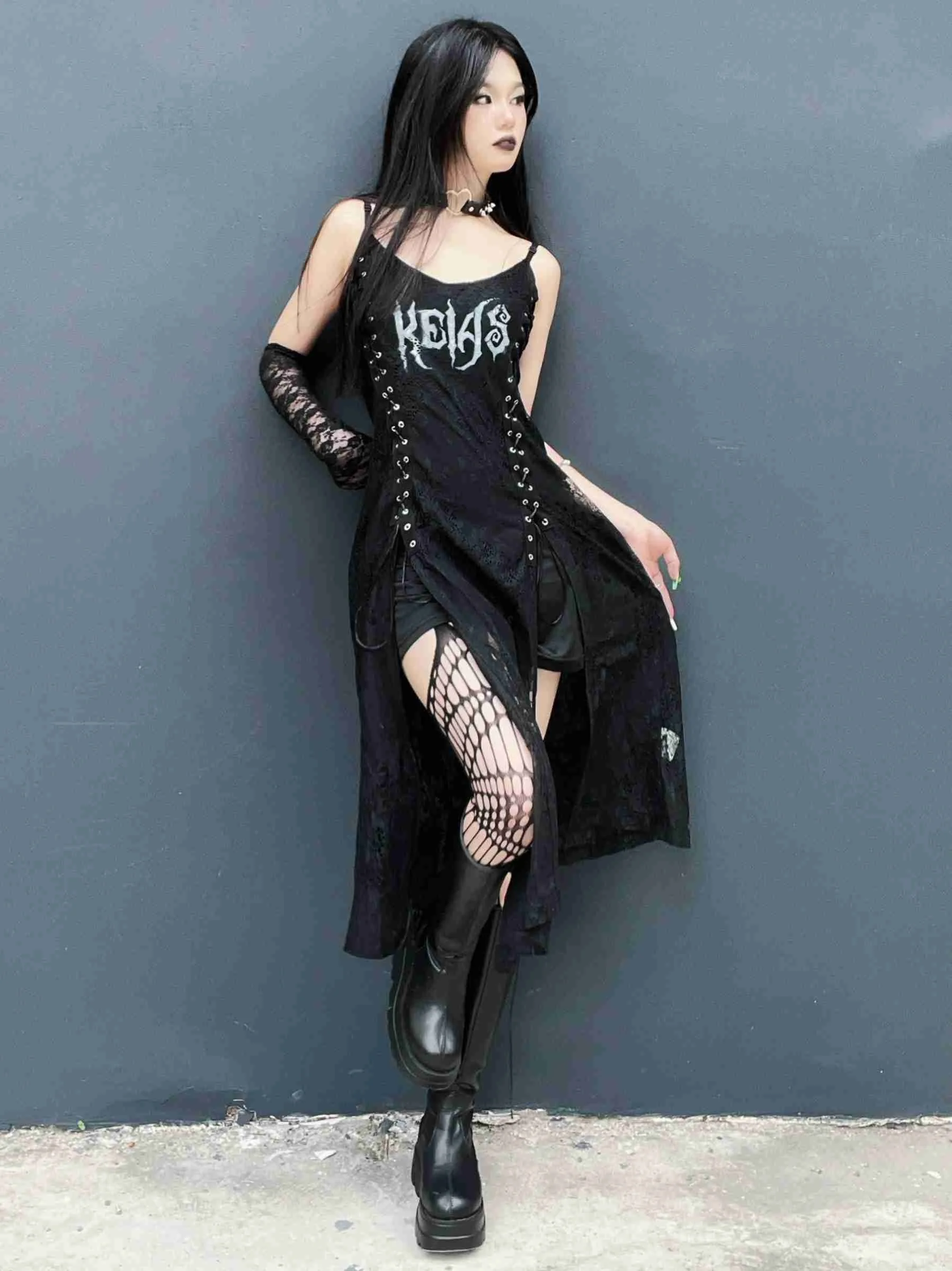 

New Designed Goth Fashion Women Suspender Dress Slim Pullover Printing Patchwork Gothic Style Ladies Dress For Summer 2023