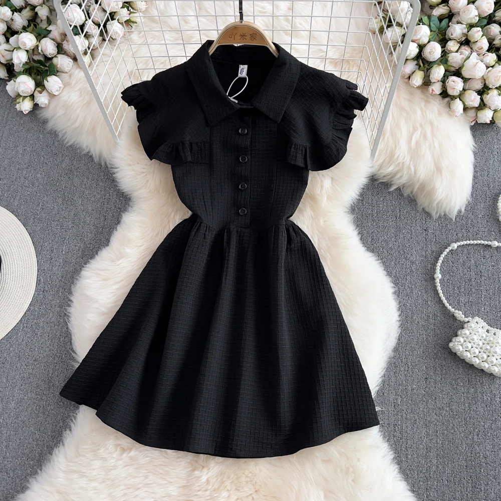 2022 Summer A-line Dress New Korean Chic Lapel Splicing Ruffle Design Waist-skimming Dress for Women Summer Dress
2022 Summer A-line Dress New Korean Chic Lapel Splicing Ruffle Design Waist-skimming Dress for Women Summer Dress