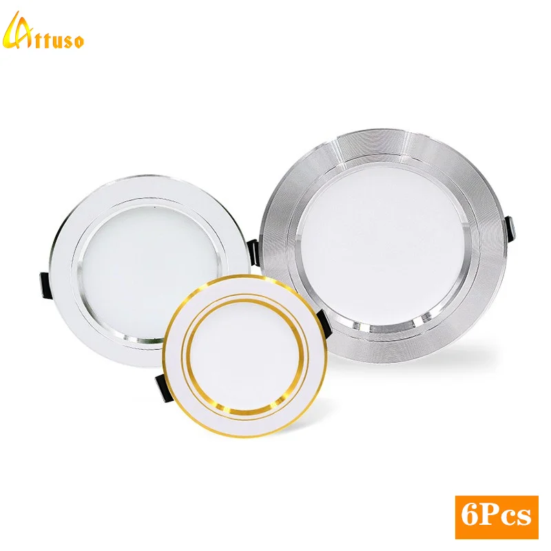 

6pcs/lot Led Downlight Recessed Round Ceiling Lamps DC12V 24V AC110V 220V 5W 9W 12W 15W 18W Spotlight For Home Decor Living Room