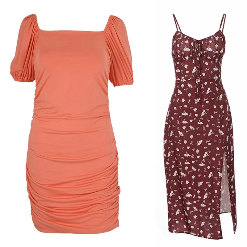 Puff Sleeve Square Collar Dress Orange M & Ladies Split Dress Floral Tie Front V-Neck Elegant Wine Red Dress L
Puff Sleeve Square Collar Dress Orange M & Ladies Split Dress Floral Tie Front V-Neck Elegant Wine Red Dress L