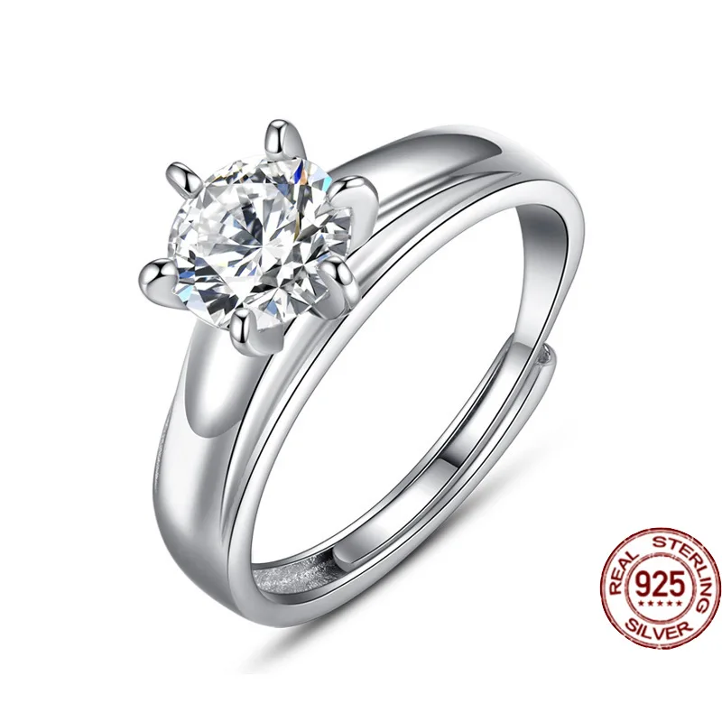 S925 Silver Six Claw One Carat Wedding Chic Ring Simple Opening Korean Zircond Ring Gift Bridal Wedding
S925 Silver Six Claw One Carat Wedding Chic Ring Simple Opening Korean Zircond Ring Gift Bridal Wedding