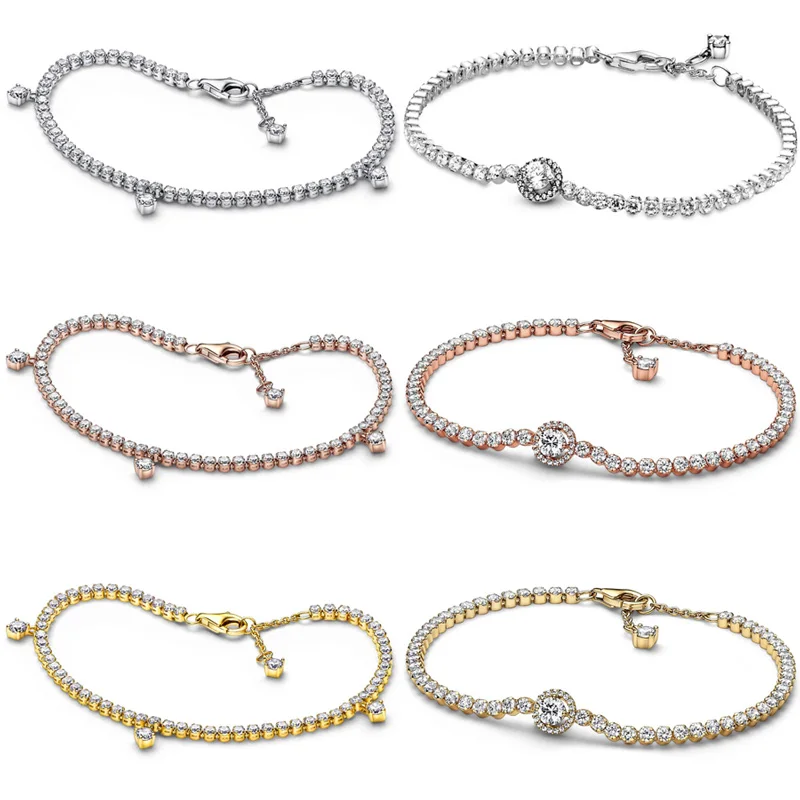Sparkling Drops Halo Tennis With Crystal Chain Link Bracelet 925 Sterling Silver Bangle Fit Fashion Bead Charm DIY Jewelry 
Sparkling Drops Halo Tennis With Crystal Chain Link Bracelet 925 Sterling Silver Bangle Fit Fashion Bead Charm DIY Jewelry