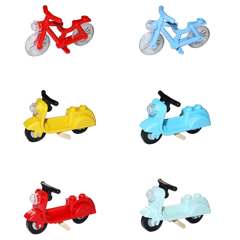 

MOC Bricks Chrome Bike Bicycle Scooter Model Building Block Little Sheep Motorcycle City Traffic Bicycle Motor Vehicle Car