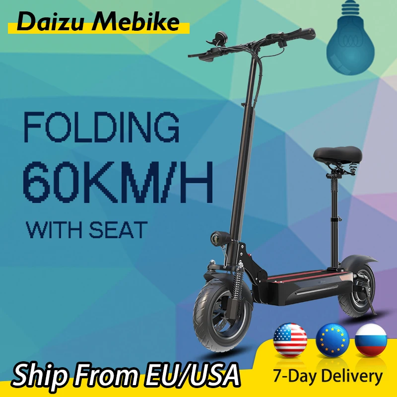 Folding Electric Scooter High Speed 60KM/H Electric Scooter Adults 1200W with Seat E scooter for Adults Remote Key 48V 13AH
Folding Electric Scooter High Speed 60KM/H Electric Scooter Adults 1200W with Seat E scooter for Adults Remote Key 48V 13AH
