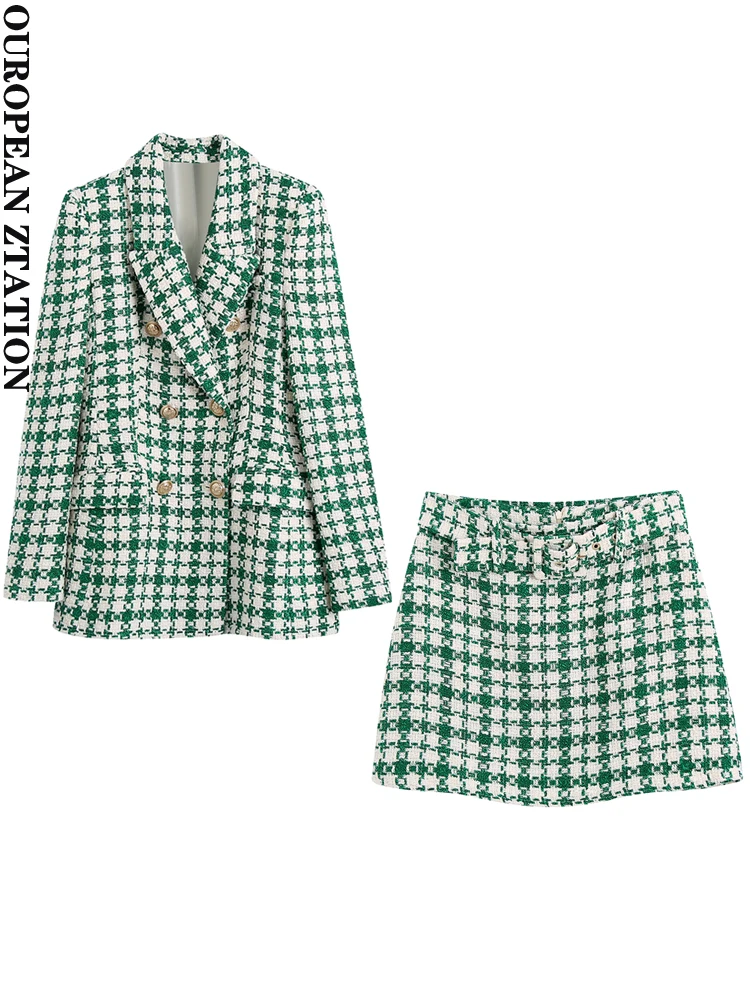 PAILETE Women 2022 fashion tweed double breasted blazer coat or with belt tweed high waist flared mini skirt professional wear
PAILETE Women 2022 fashion tweed double breasted blazer coat or with belt tweed high waist flared mini skirt professional wear