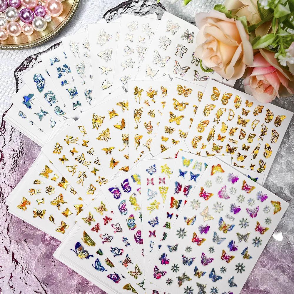 16pcs Laser Rainbow Butterfly Nails Sticker Set Holographic Gold Adhesive Sliders Nail Designs Decoration DIY 3D Transfer Decals
16pcs Laser Rainbow Butterfly Nails Sticker Set Holographic Gold Adhesive Sliders Nail Designs Decoration DIY 3D Transfer Decals