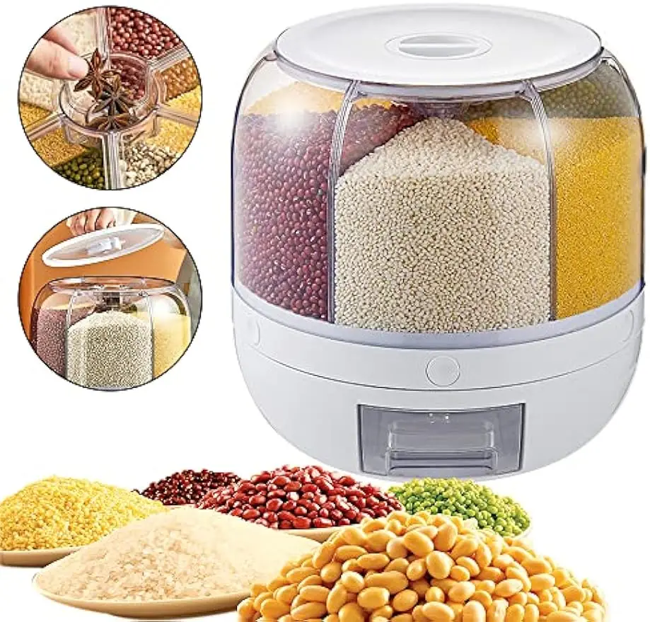 Storage Containers 6KG Rotatable 360° Rice Dispenser Sealed Dry Grain Bucket Dispenser Moisture-proof Kitchen Storage Container
Storage Containers 6KG Rotatable 360° Rice Dispenser Sealed Dry Grain Bucket Dispenser Moisture-proof Kitchen Storage Container