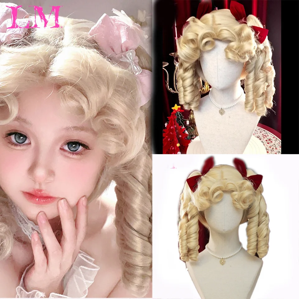 

Синтетический парик LM с длинными прямыми волосами, для девочек, розовые, белые, градиентные челки, косплей, "Лолита", вечерние, термостойкие парики