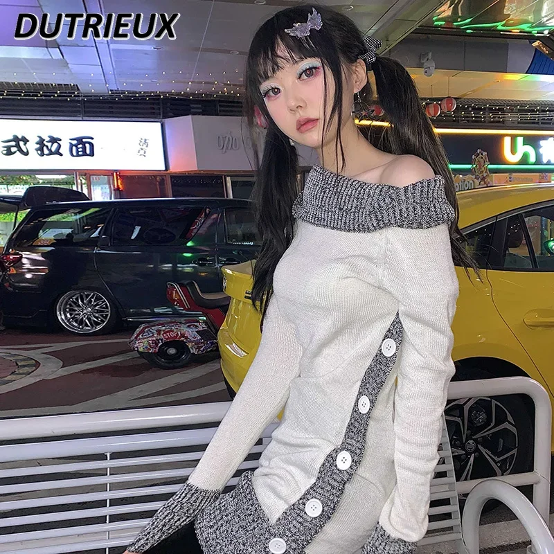 European and American Retro Y2k Hot Girl Autumn and Winter New Off-Shoulder Dress Slim Slimming High Collar Sweater Dress
European and American Retro Y2k Hot Girl Autumn and Winter New Off-Shoulder Dress Slim Slimming High Collar Sweater Dress