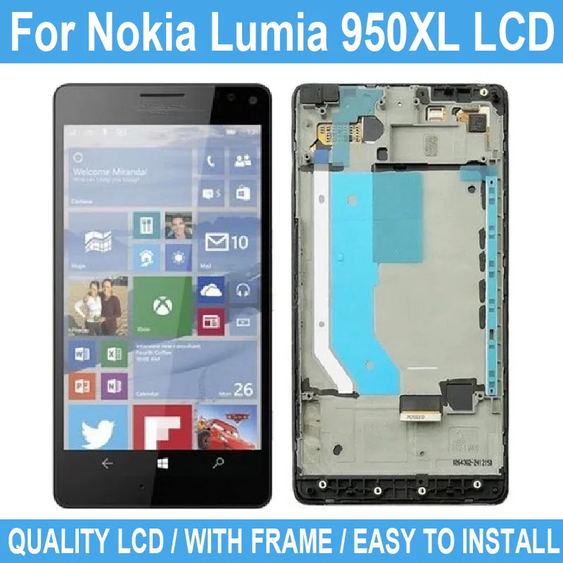For Nokia Lumia 950XL LCD Display Touch Screen With Frame For Nokia Lumia 950XL Digitizer Display Assembly Repair Parts+Tool
For Nokia Lumia 950XL LCD Display Touch Screen With Frame For Nokia Lumia 950XL Digitizer Display Assembly Repair Parts+Tool