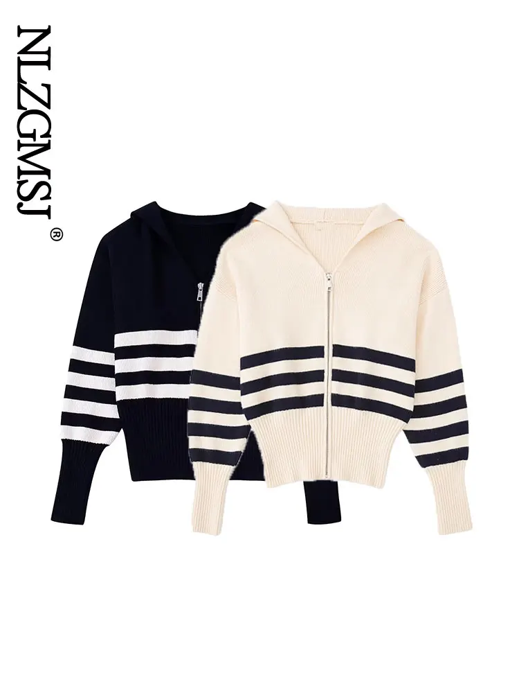 Nlzgmsj Autumn Cardigan 2023 Women Winter Pullover Black and White Striped Sweater Casual Zipper Sweater
Nlzgmsj Autumn Cardigan 2023 Women Winter Pullover Black and White Striped Sweater Casual Zipper Sweater