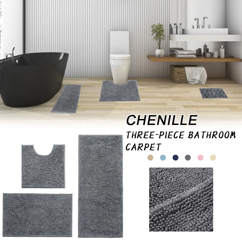 3Pcs Bathroom Carpet Set Chenille Floor Mat Dry Fast Non-Slip Ultra Soft Washable Carpet For Bathroom Toilet Shower Bathtub
3Pcs Bathroom Carpet Set Chenille Floor Mat Dry Fast Non-Slip Ultra Soft Washable Carpet For Bathroom Toilet Shower Bathtub